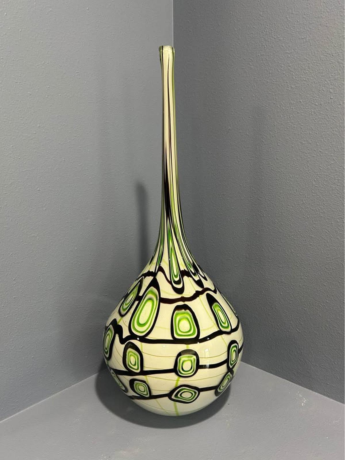 Large Mid-Century Style Art Glass Vase - 26.5"