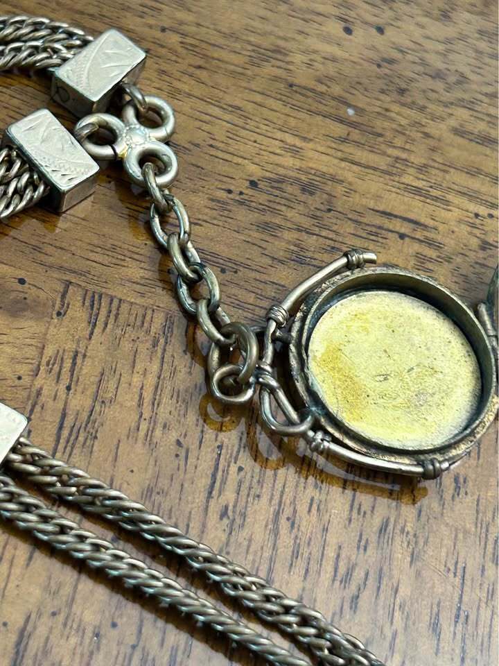 Antique Victorian Gold Filled Multi-Strand Albert Watch Chain with Photo Locket
