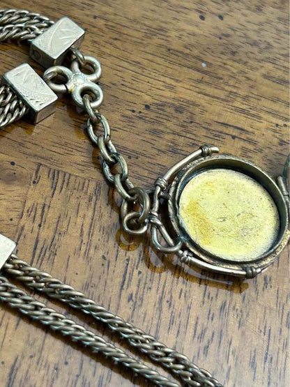 Antique Victorian Gold Filled Multi-Strand Albert Watch Chain with Photo Locket