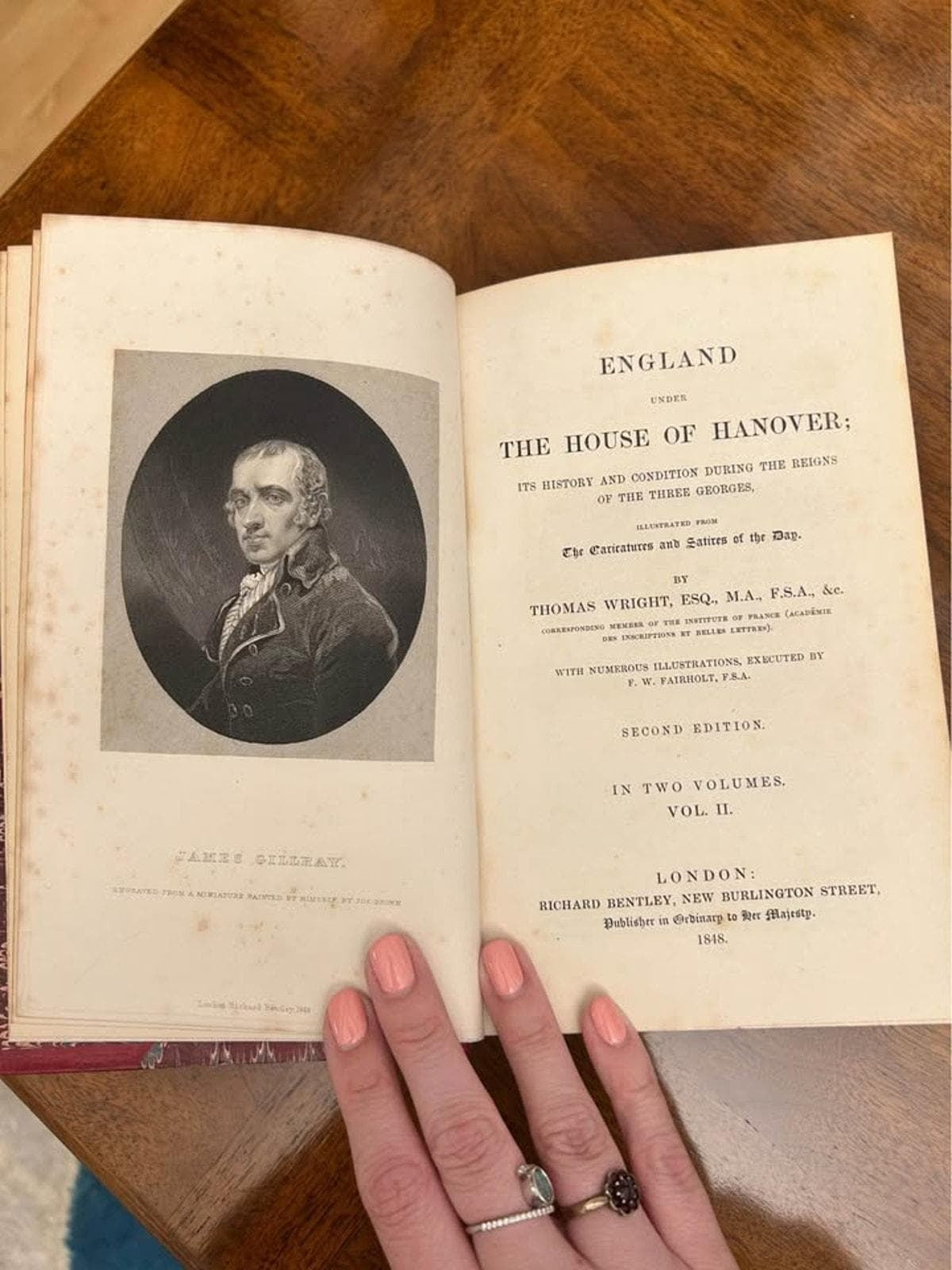 Antique 1848 2nd Edition England Under the House of Hanover, Thomas Wright 2 Vol Book Set
