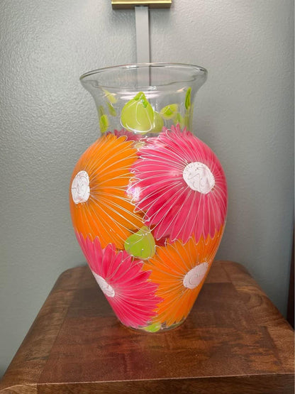 Vibrant Hand-Painted Daisy Large Pitcher & Vase Set – Leslie Painted Glass
