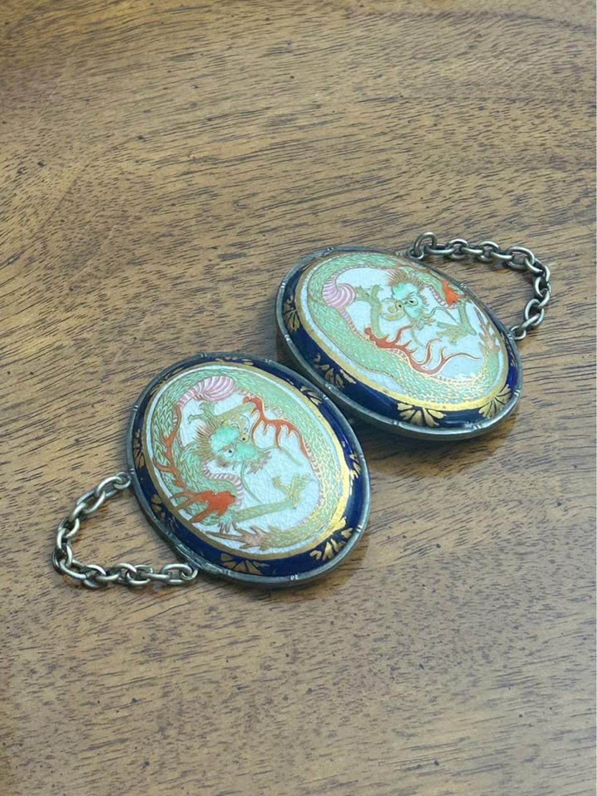 Antique Meiji Period Japanese Satsuma Dragon Belt Buckle