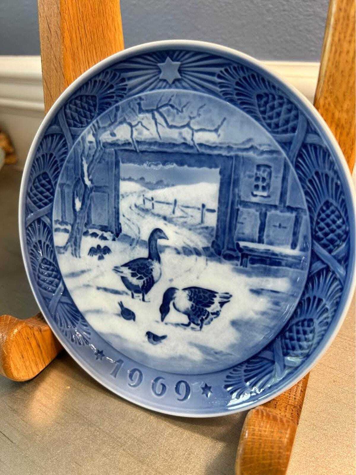 Royal Copenhagen 1969 Christmas Plate, In The Old Farmyard by Kaj Lange