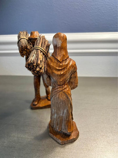 Vintage German Black Forest Carved Wood Peasant Gatherers