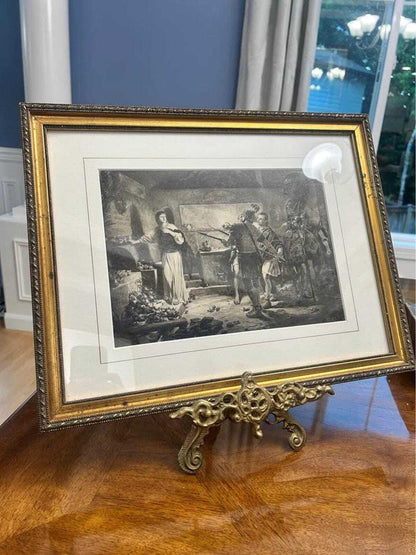 Antique Albert Baur The Martyr's Daughter Framed Engraving Early Christian Print