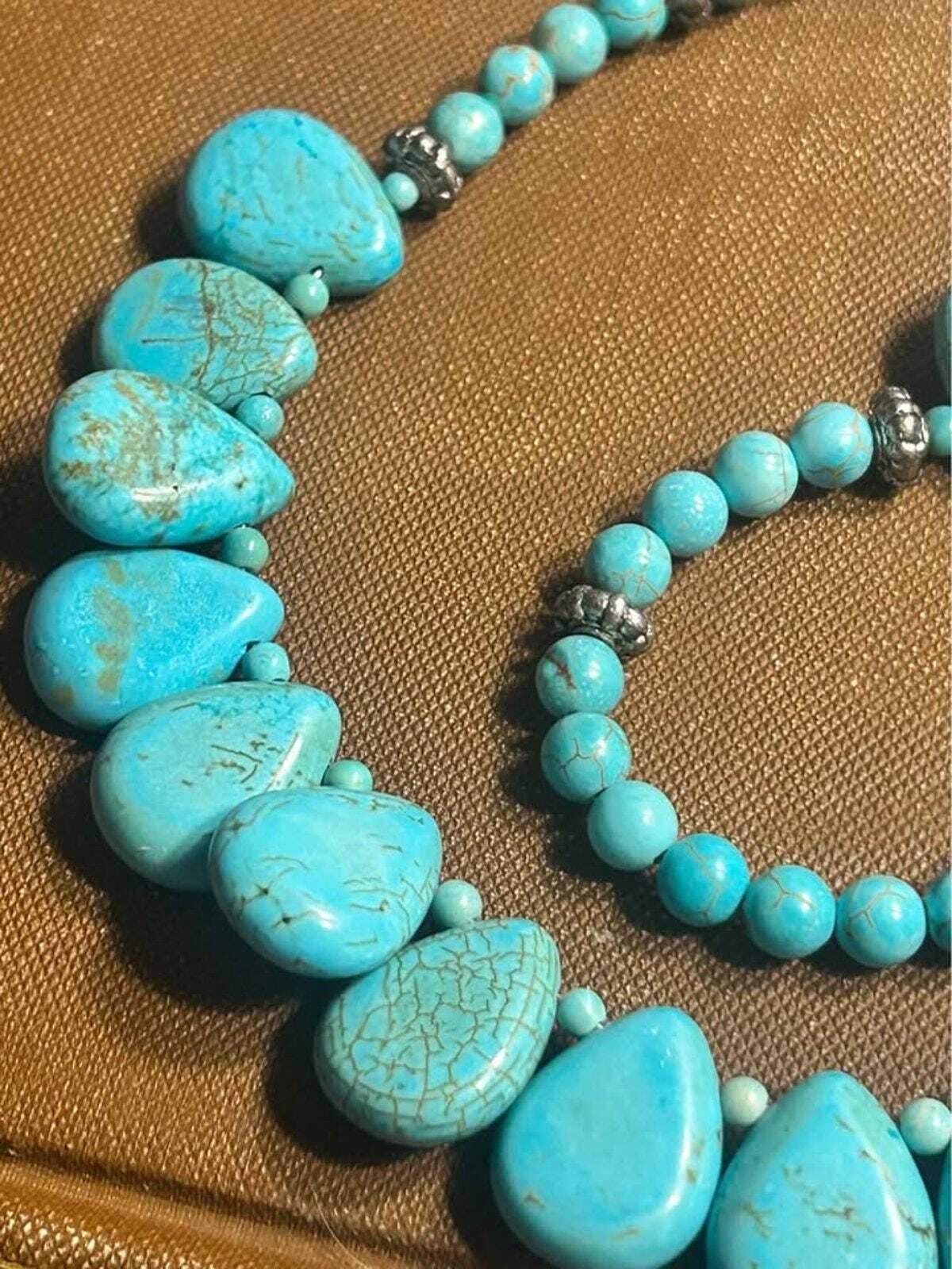 Sterling Silver and Graduated Blue Howlite Teardrop Necklace