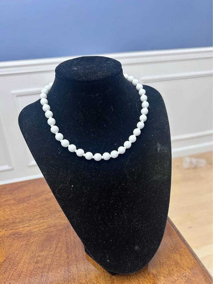 Vintage Miriam Haskell White Beaded Single Strand Choker Necklace