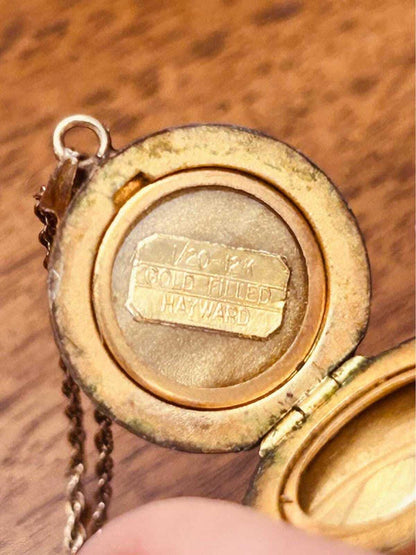 Antique Hayward 1/20 12K Gold Filled Starburst Locket with Genuine Diamond