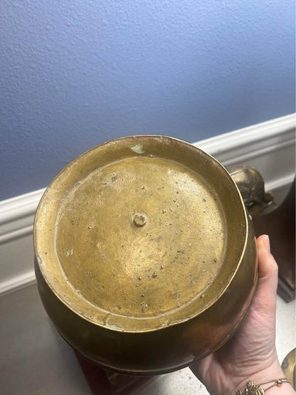 Antique Engraved Brass Teapot, Bird Head Spout, Sumatran Minangkabau Ceremonial Kettle