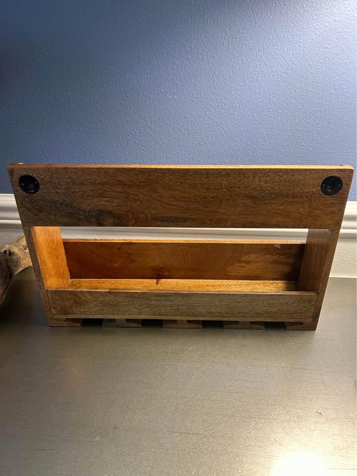 Handcrafted Mango Wood Wall-Mounted Wine Rack & Glass Holder