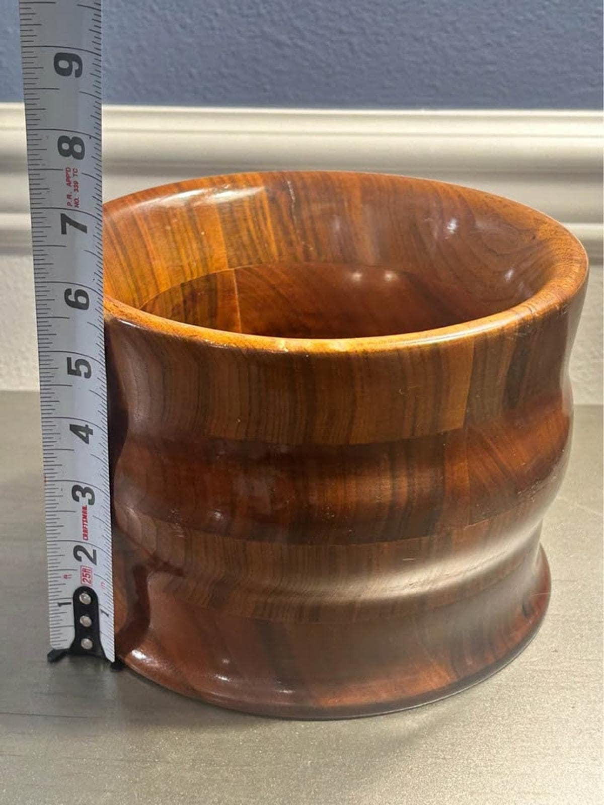 Mid Century Modern Hand Turned Danish Teak Sculptural Bowl - Heavy Weighted Base