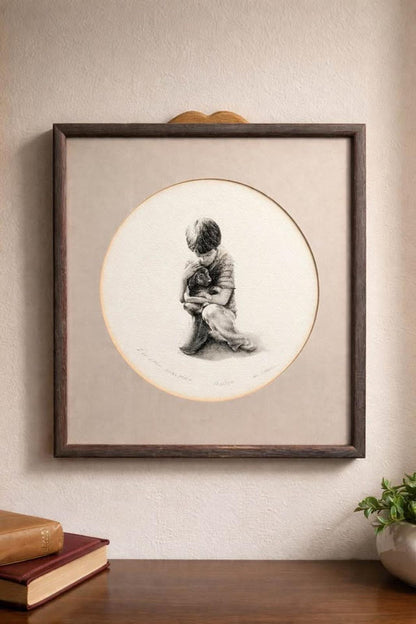 Marv Stahl Signed Limited Edition Print "I'll Call Him Max" Framed Stippling Art