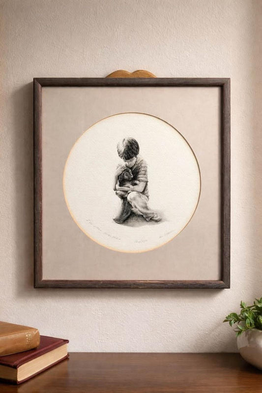 Marv Stahl Signed Limited Edition Print "I'll Call Him Max" Framed Stippling Art