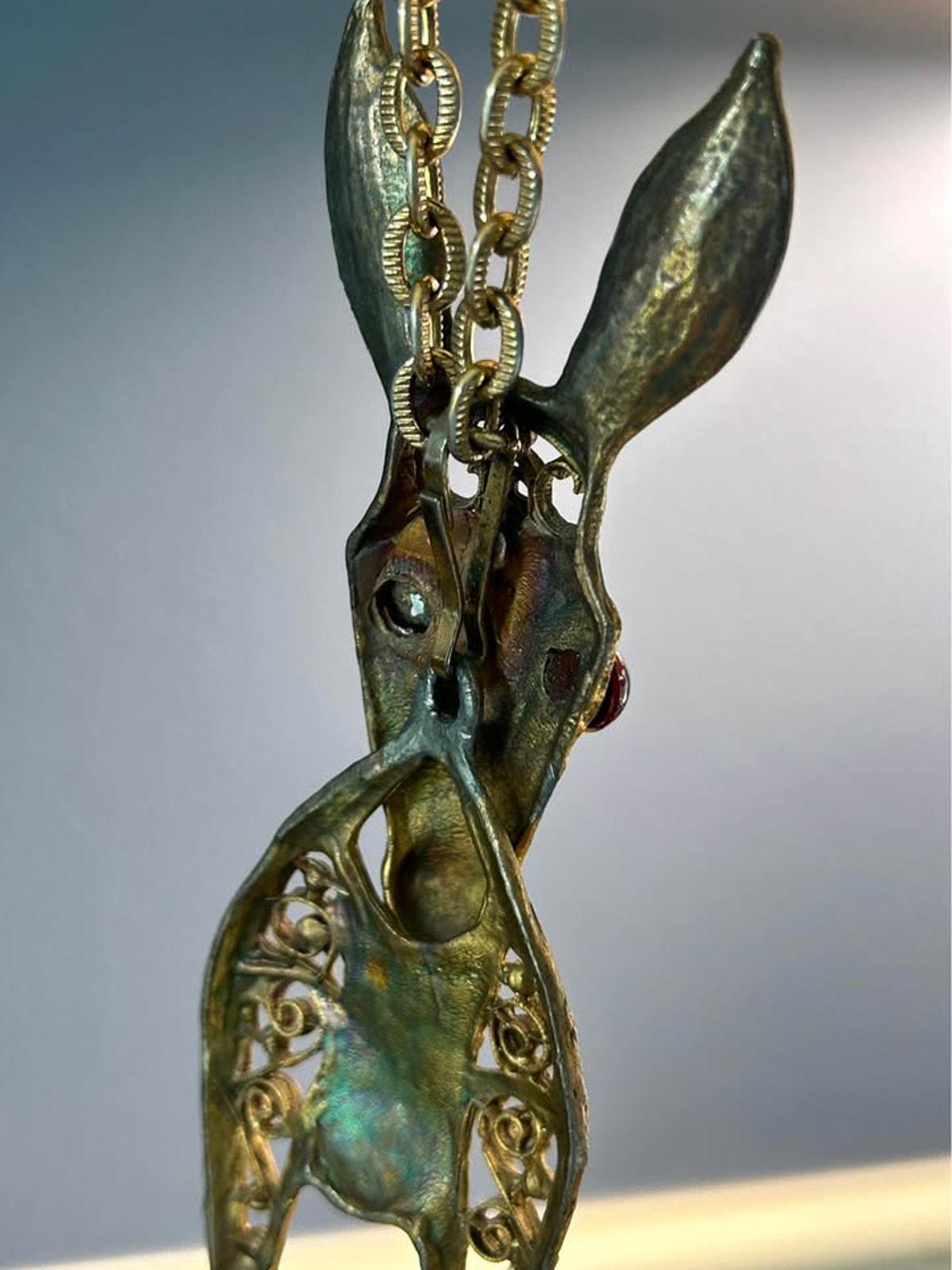 Juliana DeLizza & Elster Articulated Donkey Pendant Necklace, Vintage 1960s