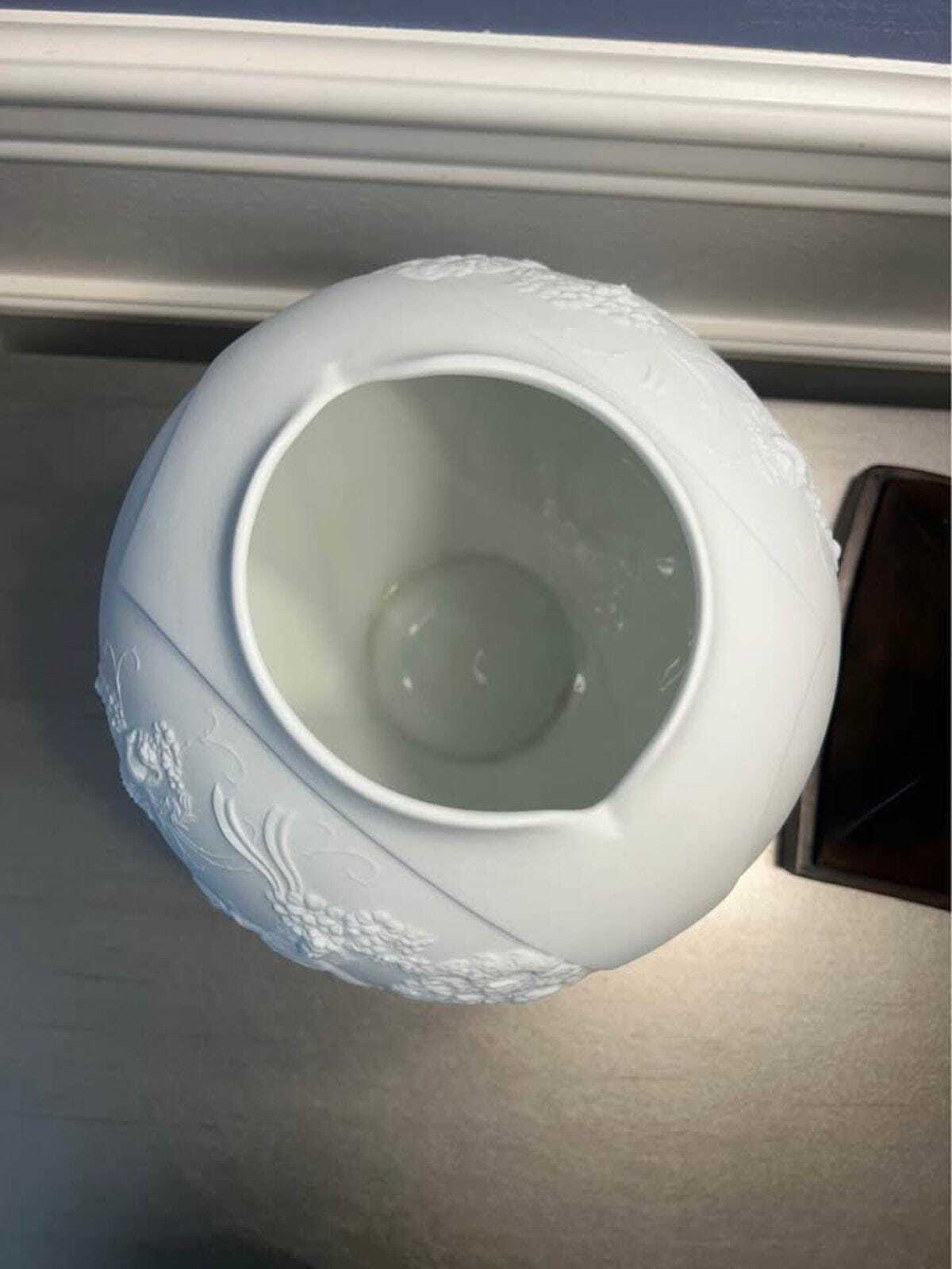 Kaiser Germany Manfred Frey White Bisque Relief Globe Vase | Model 0318