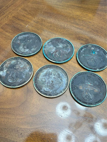 Antique 1836 Maria Anna Bohemian Coronation Bronze Replica Medals Set of 6