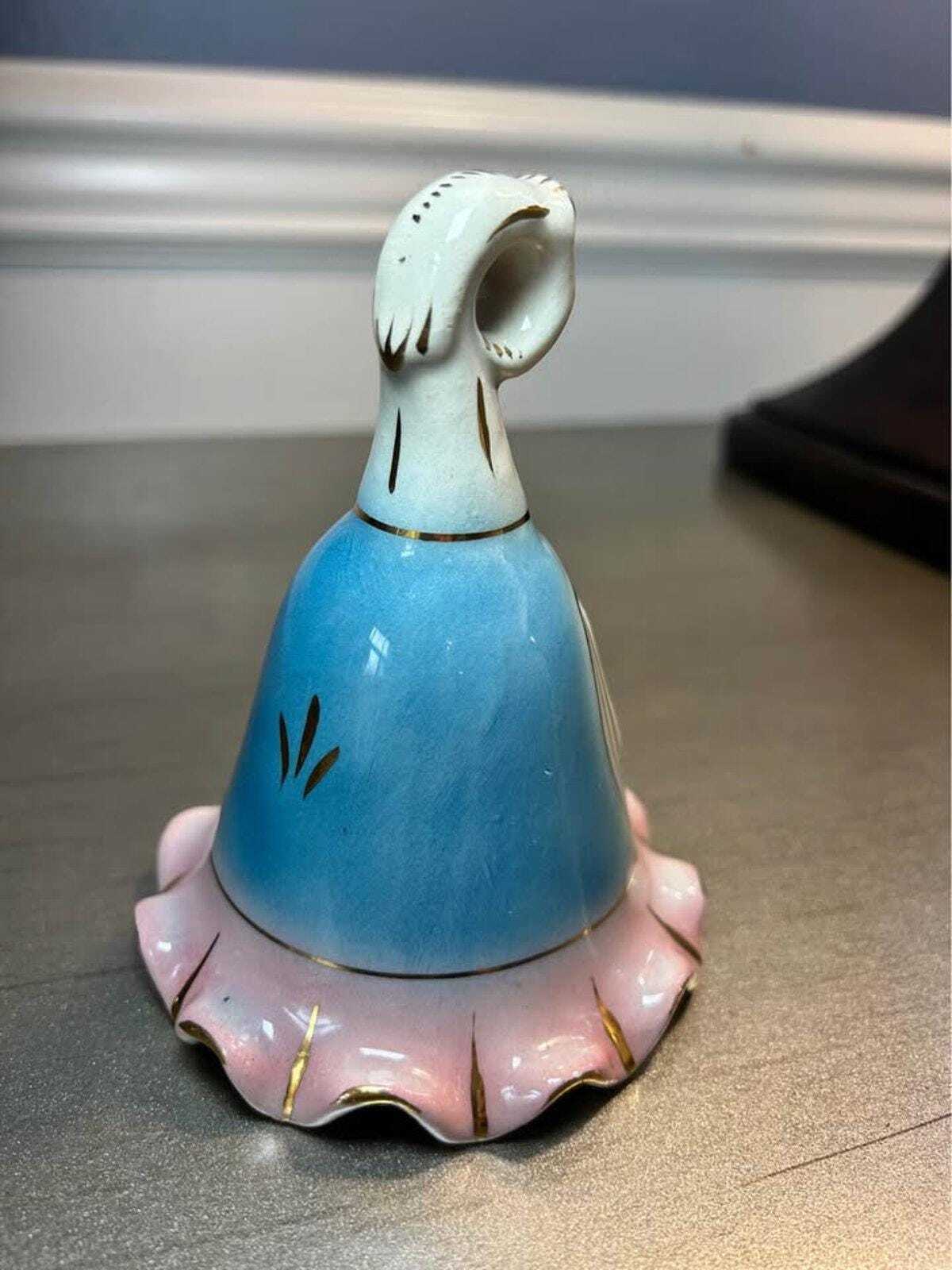 Mid-Century Hand-Painted Italian Floral Ceramic Bell