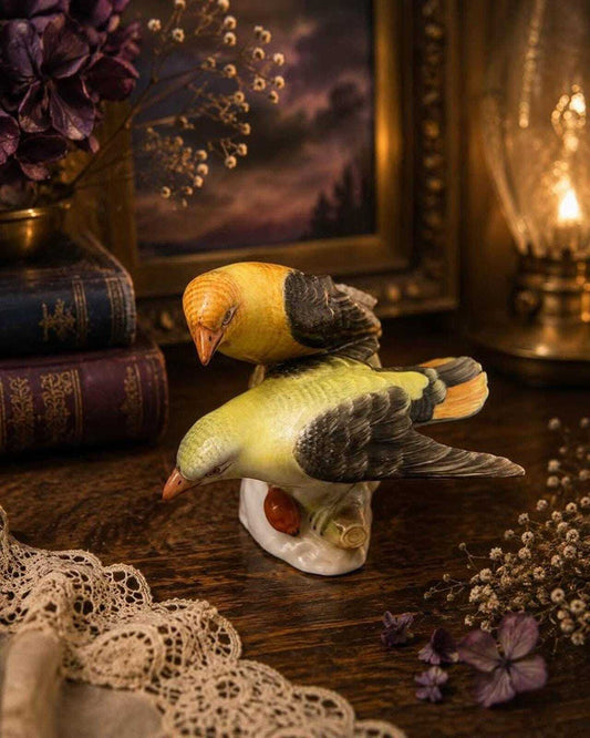 Vintage Herend Hungary Porcelain Two Yellow Birds Figurine 5063 Hand Painted