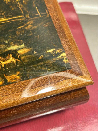 Vintage Italian Wood Music Jewelry Box with Swiss Reuge Movement