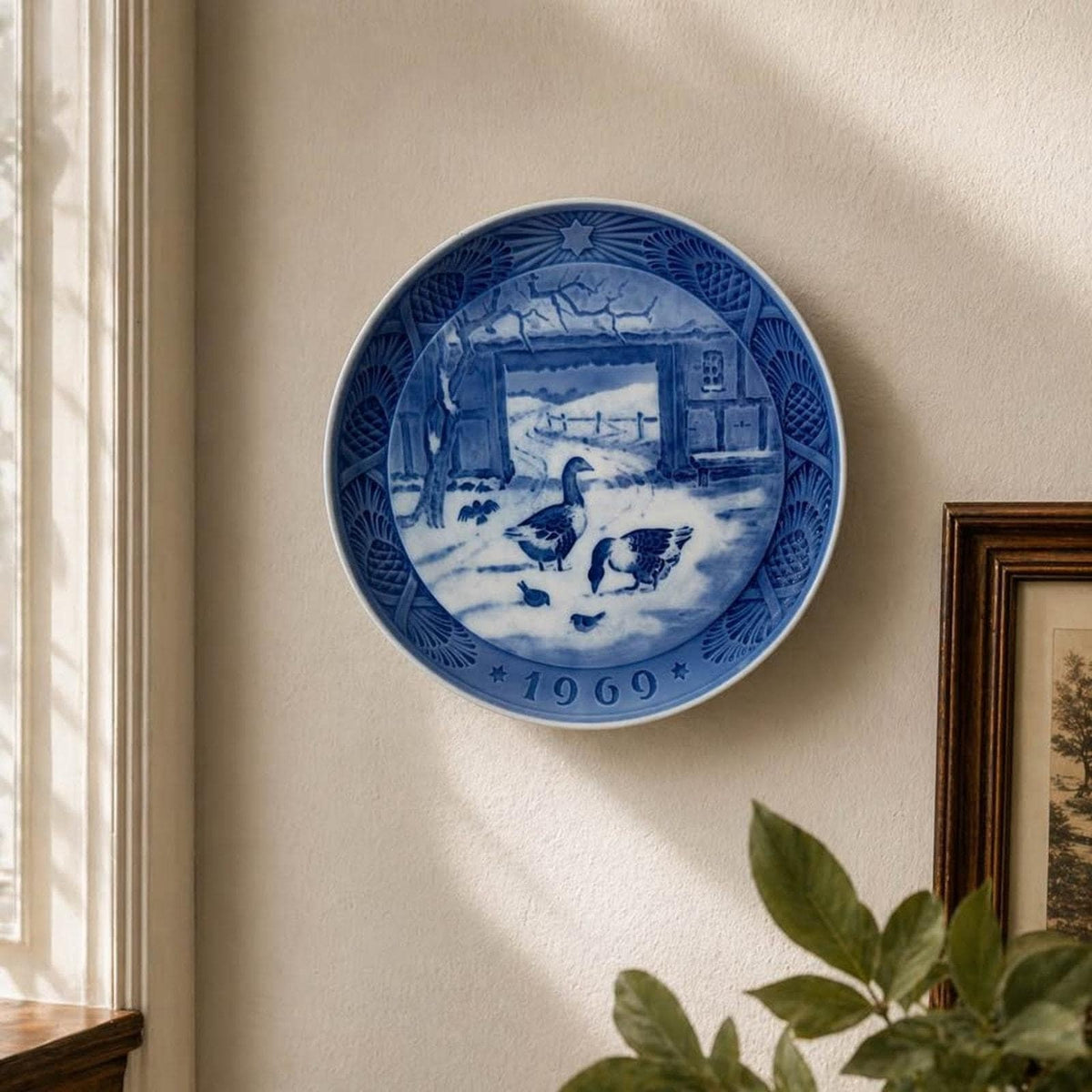 Royal Copenhagen 1969 Christmas Plate, In The Old Farmyard by Kaj Lange