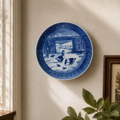 Royal Copenhagen 1969 Christmas Plate, In The Old Farmyard by Kaj Lange