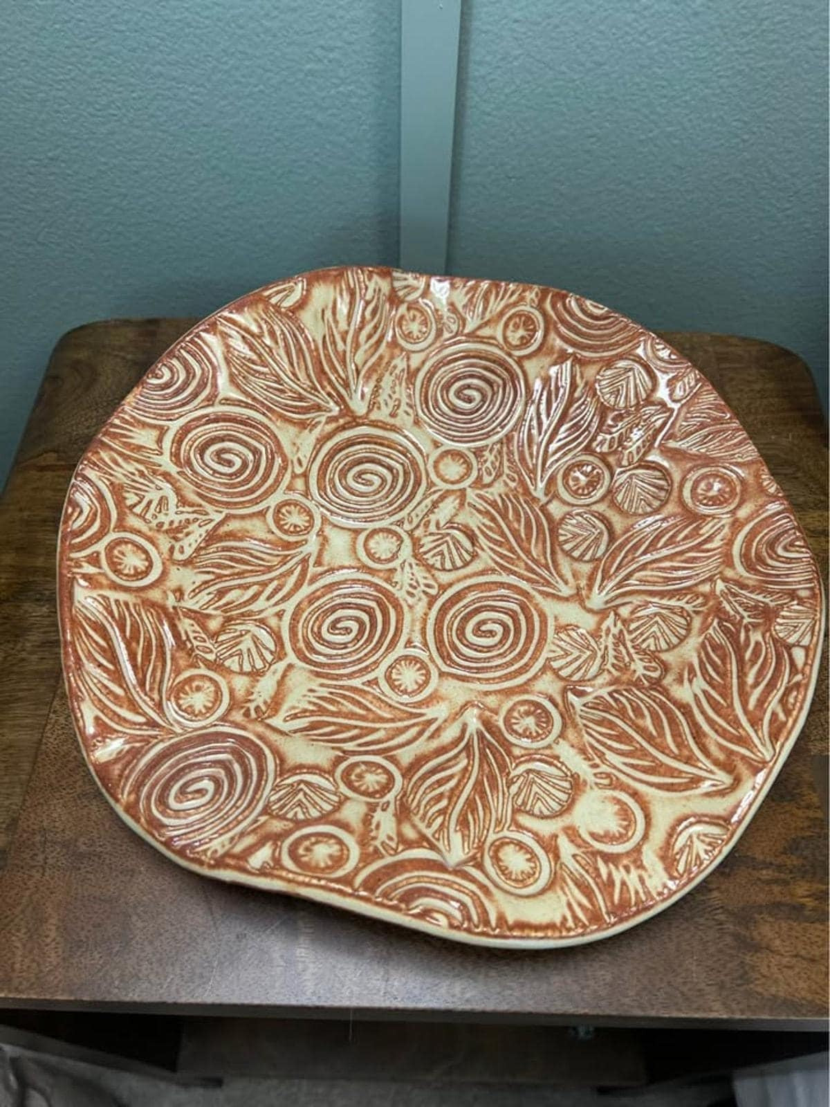 Barbara G. Childs Hand-Carved Studio Pottery Casserole Dish & Platter Set