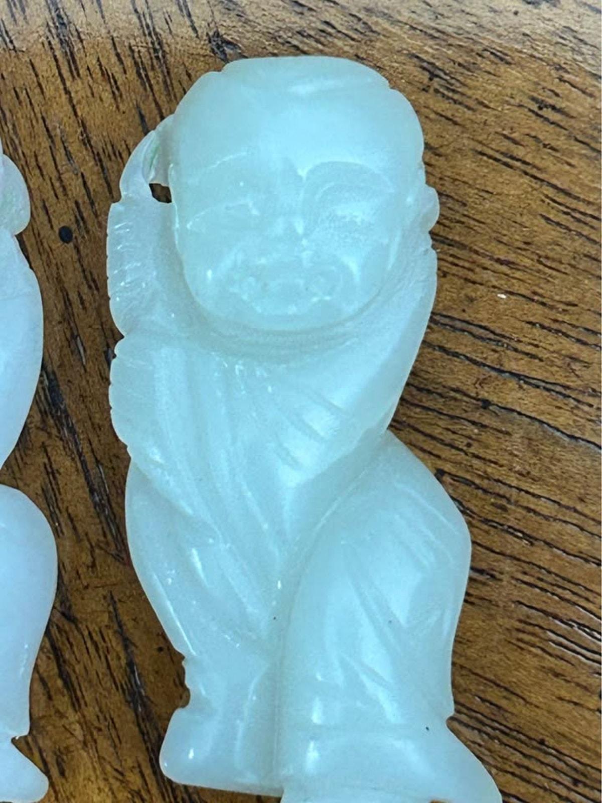 Antique Chinese Carved White Jade Tongzi Pendants Pair