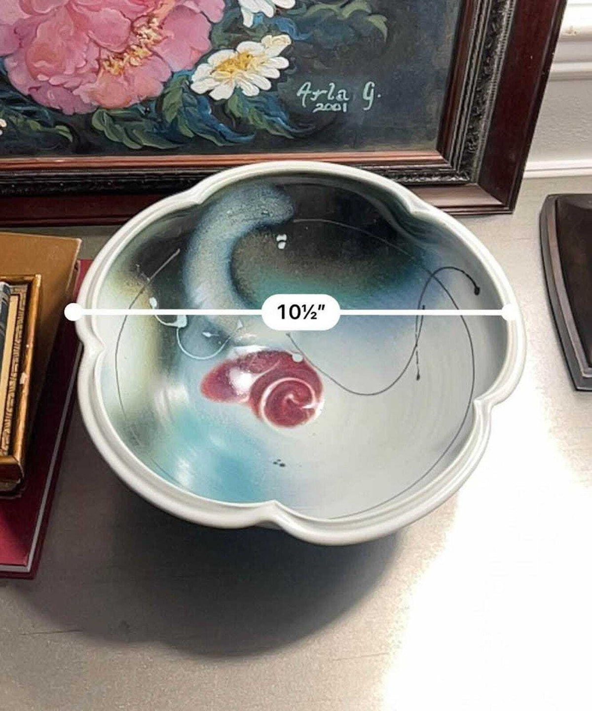 Loren Lukens Brace Point Pottery Scalloped Art Bowl