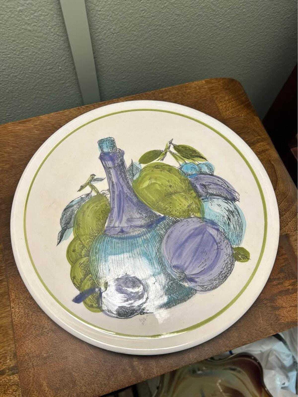 Shafford Ware Mid-Century Ironstone 10" Fruit & Bottle Plate