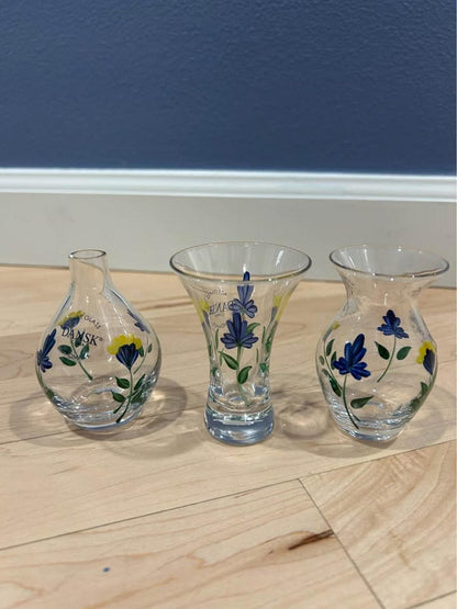 Dansk San Nicolo Mini Vases - Set of 3 Hand-Painted Art Glass