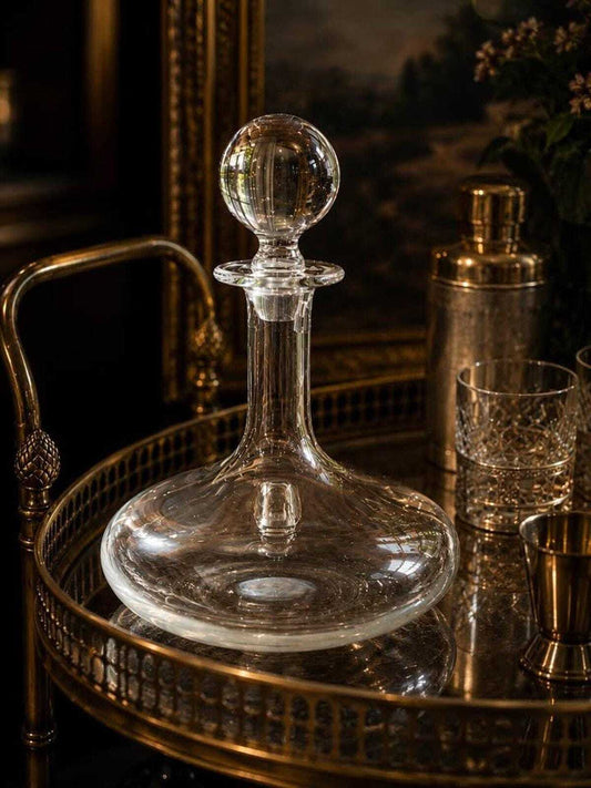 Vintage Baccarat France Crystal Ship's Decanter with Matching Original Stopper