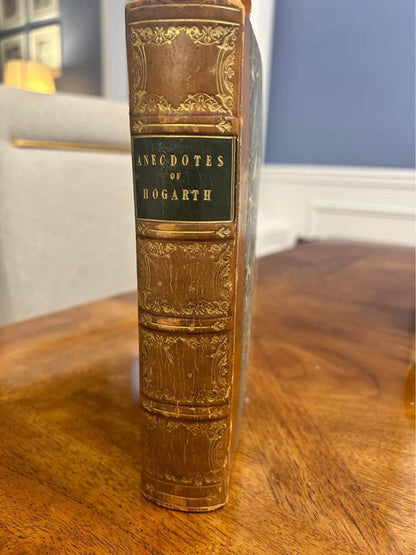Antique 1833 Anecdotes of William Hogarth Book | J.B. Nichols | Half Leather Binding