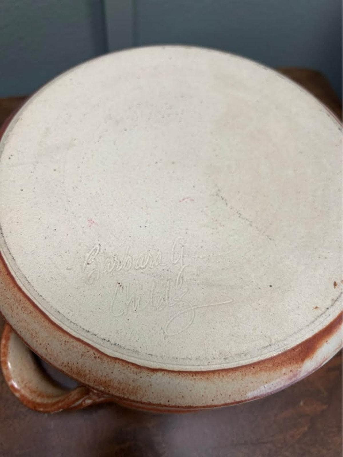 Barbara G. Childs Hand-Carved Studio Pottery Casserole Dish & Platter Set