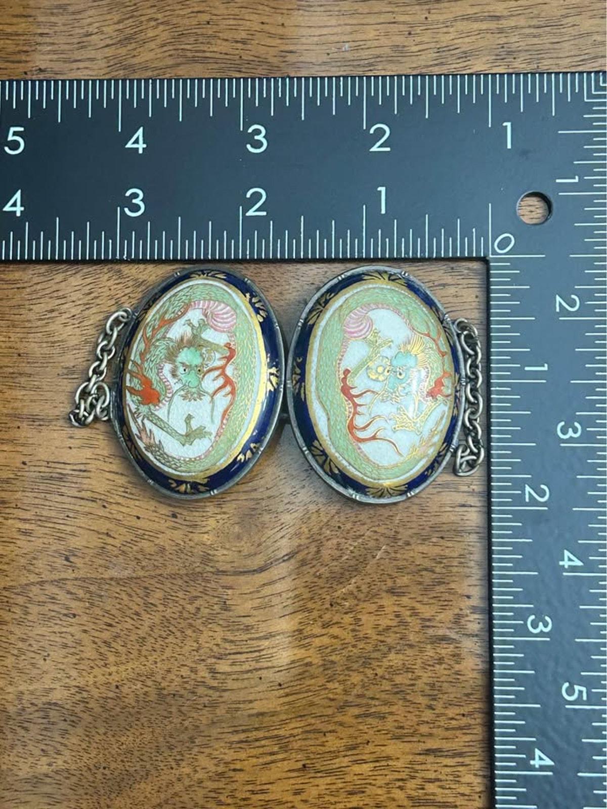 Antique Meiji Period Japanese Satsuma Dragon Belt Buckle