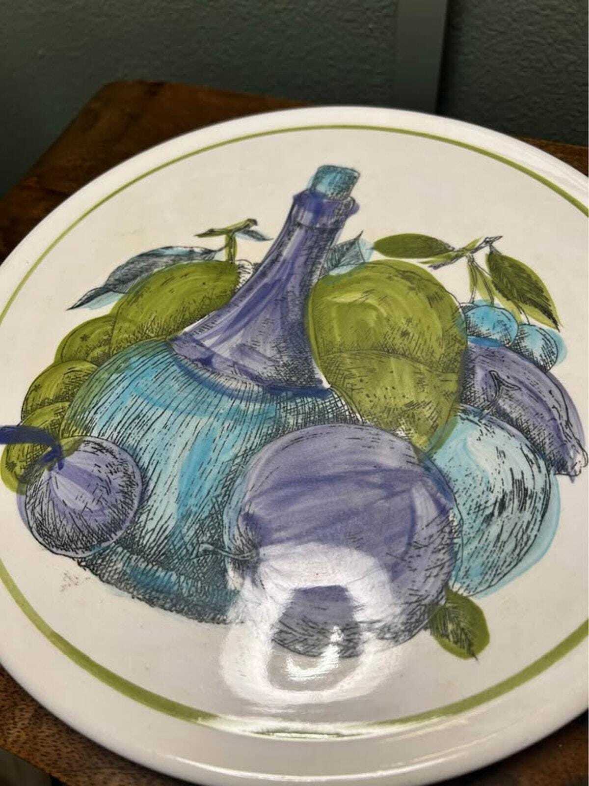 Shafford Ware Mid-Century Ironstone 10" Fruit & Bottle Plate