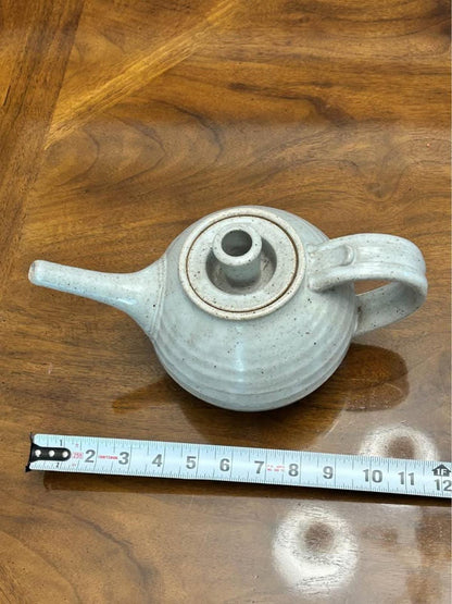 Vintage Bruno Kark Studio Pottery Teapot Ribbed Stoneware With Elongated Spout