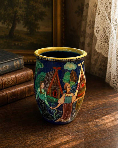 Vintage 1992 S. Gorshunova Russian Lacquer Hand-Painted Vessel