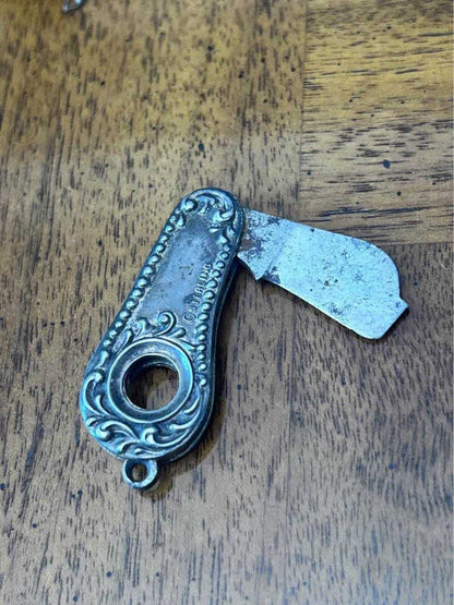 Antique Sterling Silver Watch Fob Pocket Knife Cigar Cutter