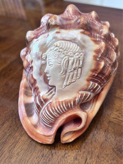 Vintage M+M Scognamiglio Carved Cameo Helmet Shell Classical Profile
