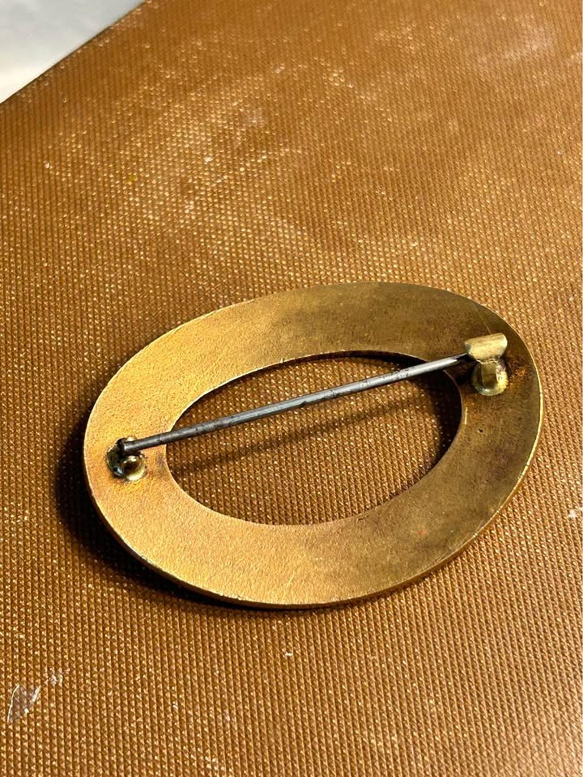 Antique Art Nouveau Suffragette Guilloche Enamel Hand Painted Violet Sash Brooch