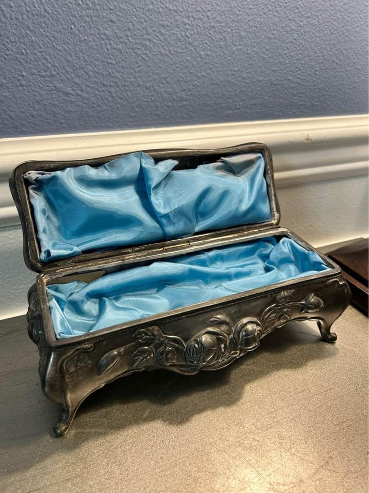 Large Antique Art Nouveau Repoussé Rose Jewelry Box - 1900’s