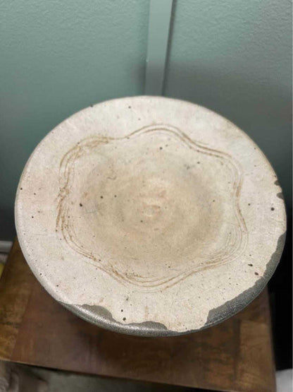Signed Studio Pottery Bowl on Hand-Forged Iron Tripod Standard