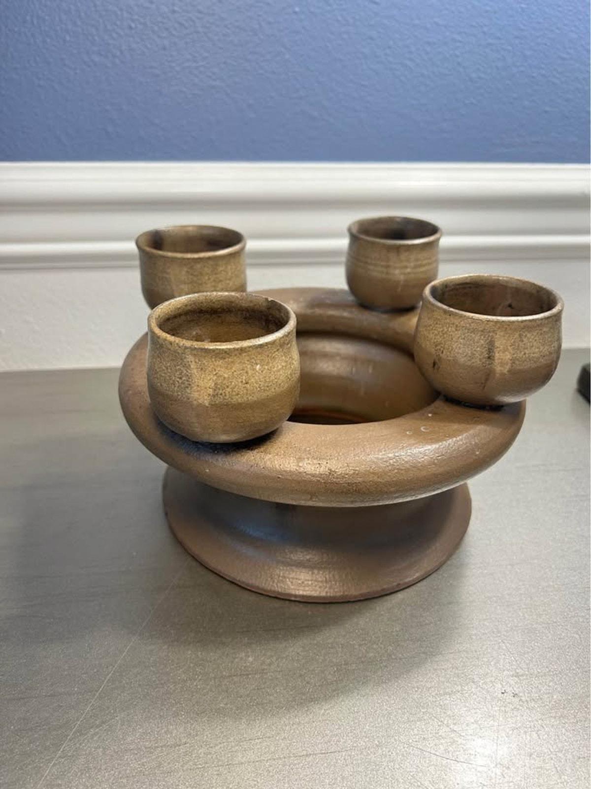 Vintage 1980s Andy Phibbs Studio Pottery Candelabra