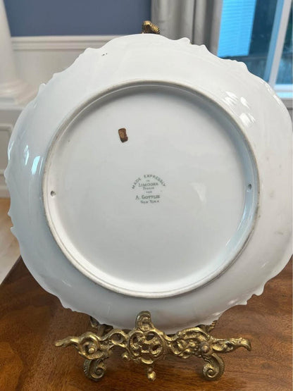Antique Limoges France Hand Painted Fish Charger Plate Signed Marcel