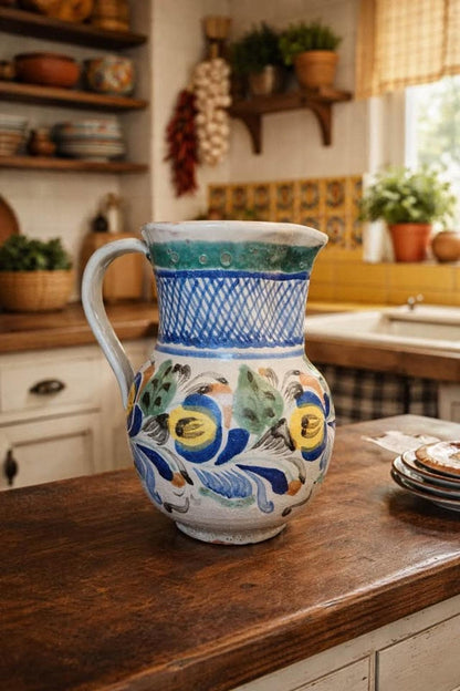 Gto. Mex. Hand-Painted Artisan Pitcher - Guanajuato Folk Art