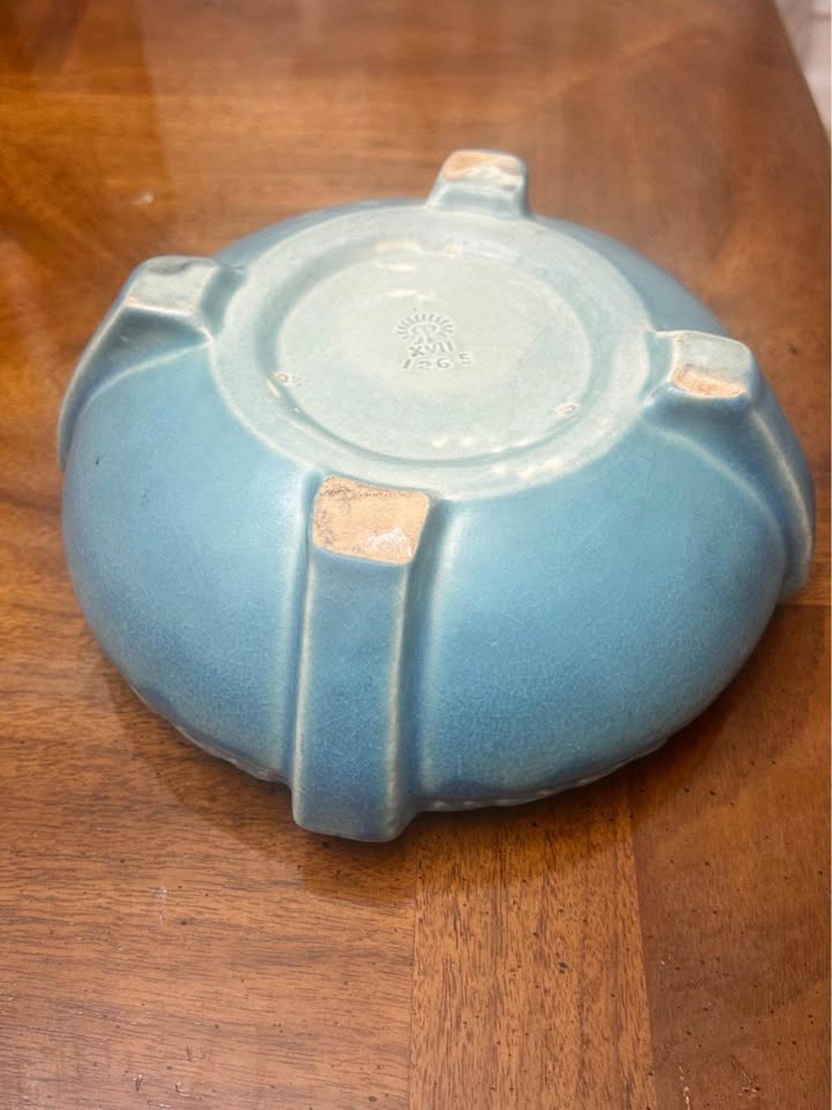 Antique Rookwood Pottery Matte Blue Buttress Bowl Shape 1265