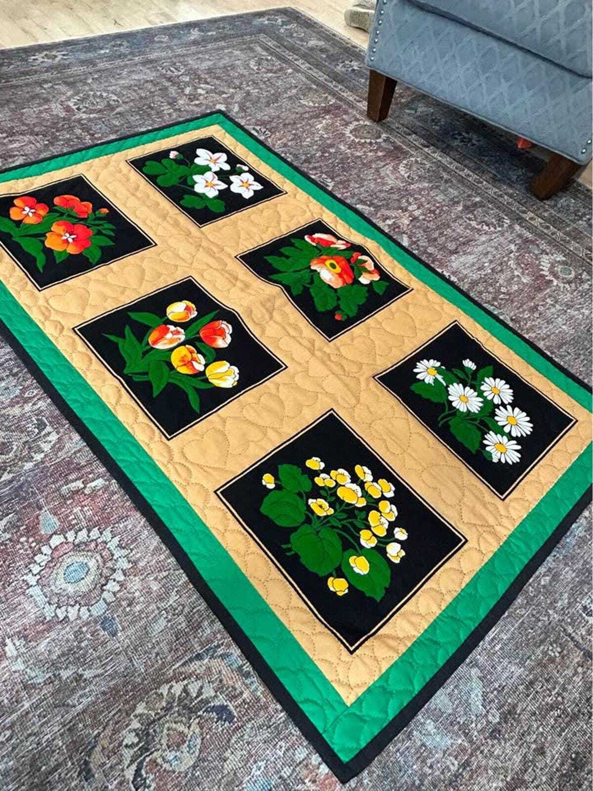 Pat Klem "Garden Windows" Hand-Quilted Wall Hanging (1991)