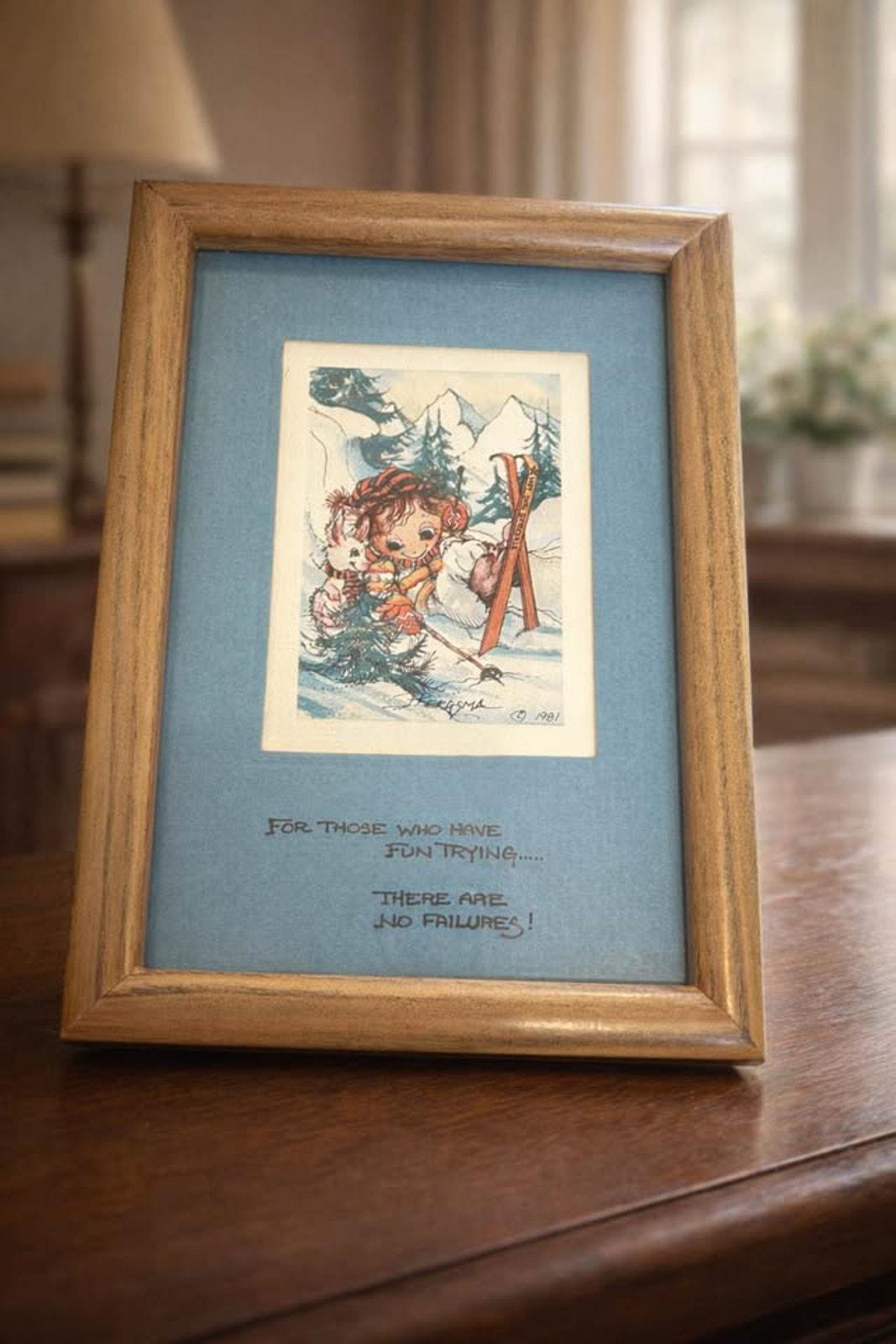 Vintage Jody Bergsma Skiing Print | 1981 PNW Art Collectible