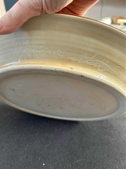Monique Abatt Signed Studio Pottery Bowl – Hand-Painted Gazelle Motif, Mid-Century Ceramic Art