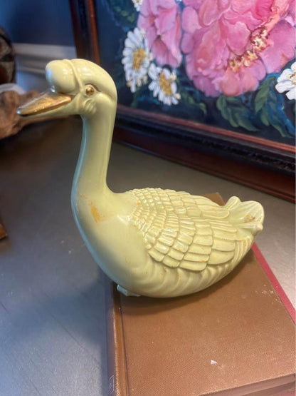 Skupen Studio Ceramic Goose Figurine with Gold Luster